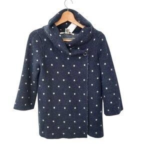 Max Studio Kids Navy Blue Polka Dot Coat Size L US